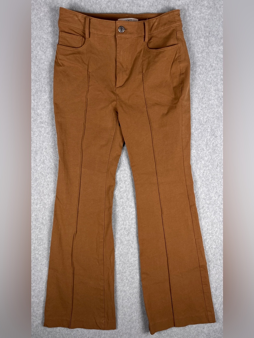 LOFT Brown Pintuck Seam Slim Flare Pants Women's Size 2
